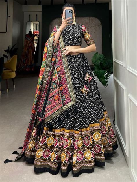 Buy Wine Bandhani Printed Tussar Silk Lehenga Choli From Ethnic Plus