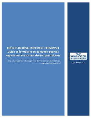 Fillable Online CRDITS DE DVELOPPEMENT PERSONNEL Guide Et Formulaire De