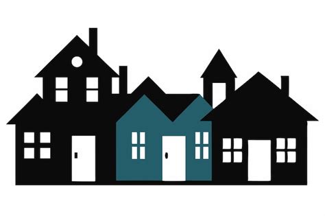 Houses Silhouette Vector On White Background Premium AI Generated Vector