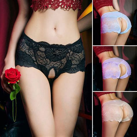 Sexy Panties Open Crotch Knickers Briefs Hollow Lace Crotchless Womens