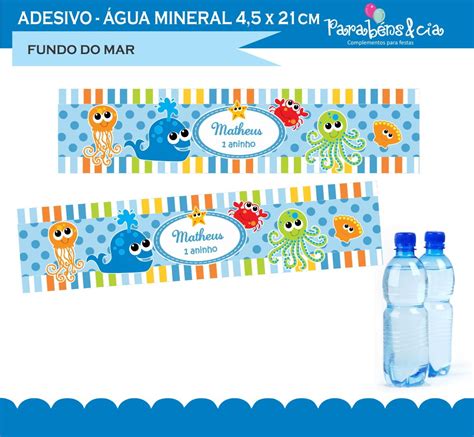 Adesivos Água mineral Fundo do Mar Elo7 Produtos Especiais