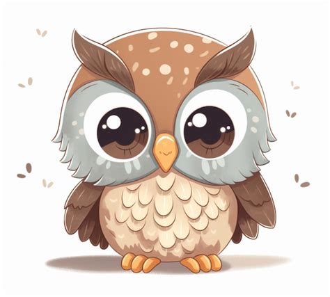 Cartoon Owl With Big Eyes And Big Eyes Sitting On A Branch Generative