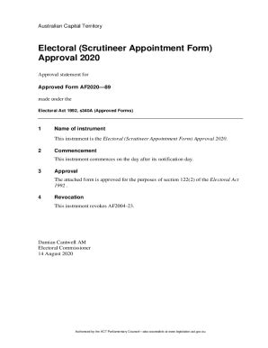 Fillable Online Electoral Scrutineer Appointment Form Approval 2020