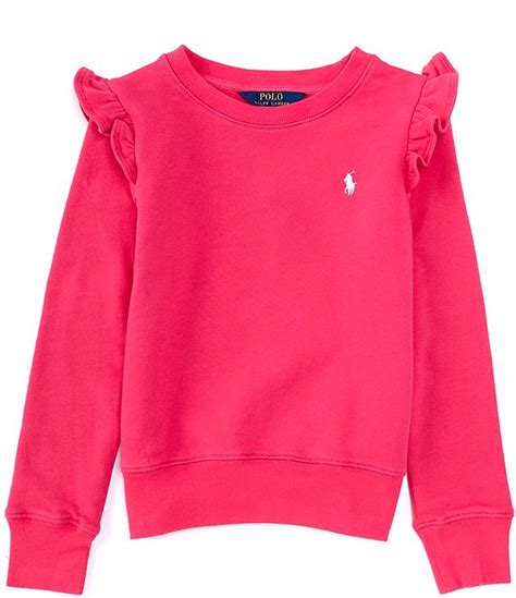 Polo Ralph Lauren Big Girls 7 16 Long Sleeve Ruffled Terry Sweatshirt