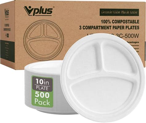 Amazon Vplus Compostable Paper Plates Pack Inch