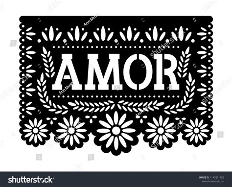 Vector Papel Picado Amor Banner Laser Stock Vector Royalty Free