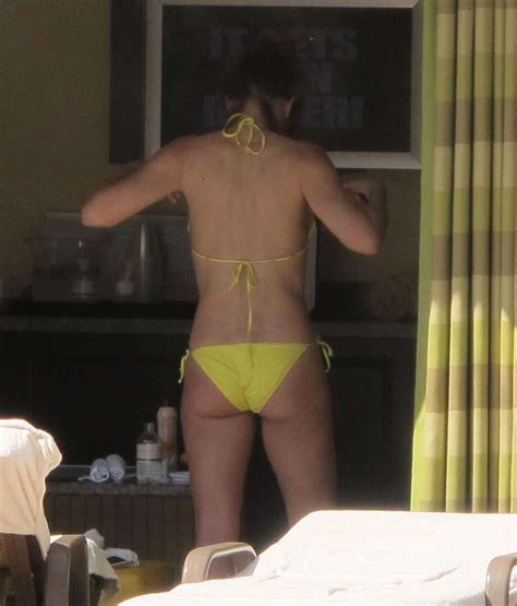 Elizabeth Hurley In Yellow Bikini At A Pool In Las Vegas 07 GotCeleb