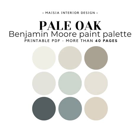 Pale Oak Benjamin Moore Color Palette Pale Oak Color Palette Etsy