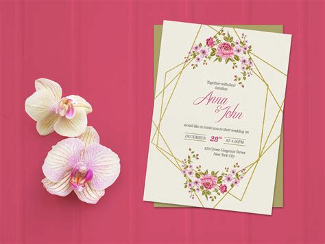 Wedding Invitation Card Mockup Free Psd Templates