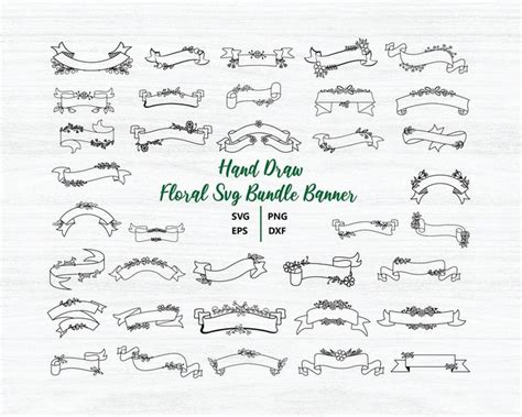 Buy Floral Banner Svg Bundle Banner Clipart Banner Vector Banner Svg