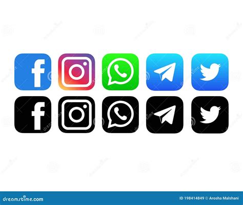 Logos De Instagram Y Telegram De Whatsapp De Facebook Imagen De Archivo Editorial Ilustración