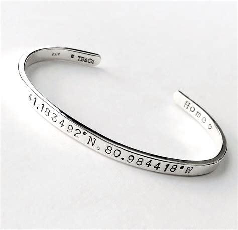 Sterling Silver Custom Coordinates Bracelet . Latitude and