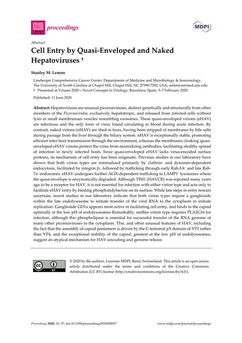 PDF Cell Entry By Quasi Enveloped And Naked Hepatoviruses