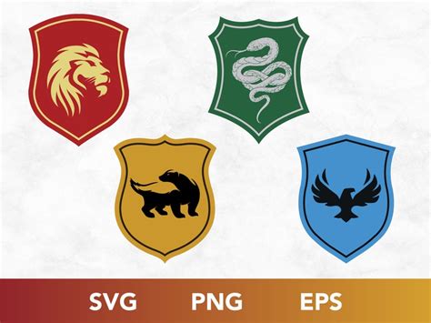 HOUSE CRESTS SVG Wizard School Svg Png Bundle Wizardry Houses Harry