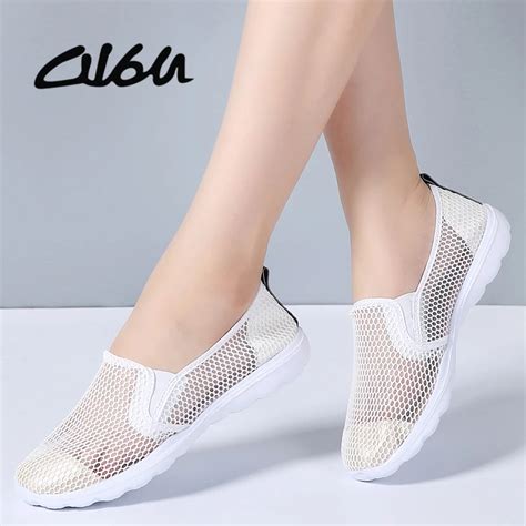 O16u Summer Women Flats Shoes Female Breathable Mesh Ballet Flats