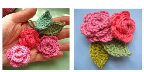 Crocheted Rose Applique Flowers [free Pattern Photo Tutorial] Crochet