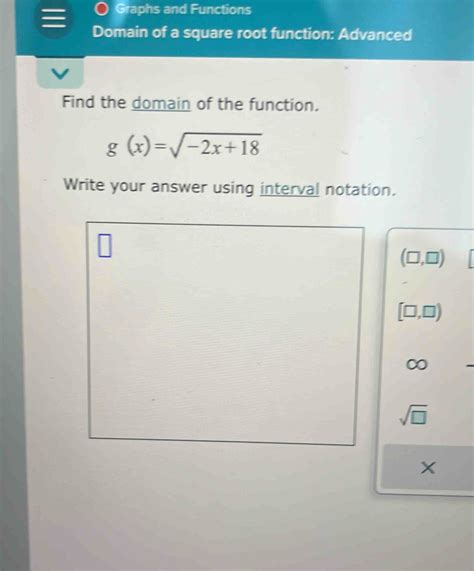 Solved Graphs And Functions Domain Of A Square Root Function Advanced