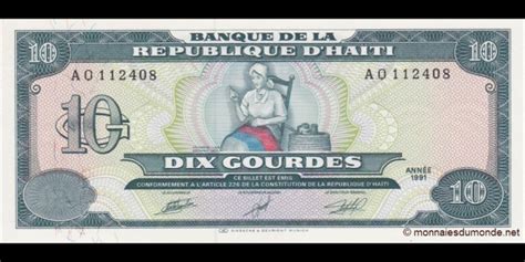 Billet De Banque De Collection Haïti Hti P 256a 10 Gourdes