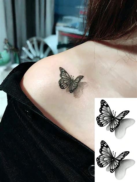 Tatuaje Temporal De Mariposa De Pvc Resistente Al Agua Y Al Sudor Con