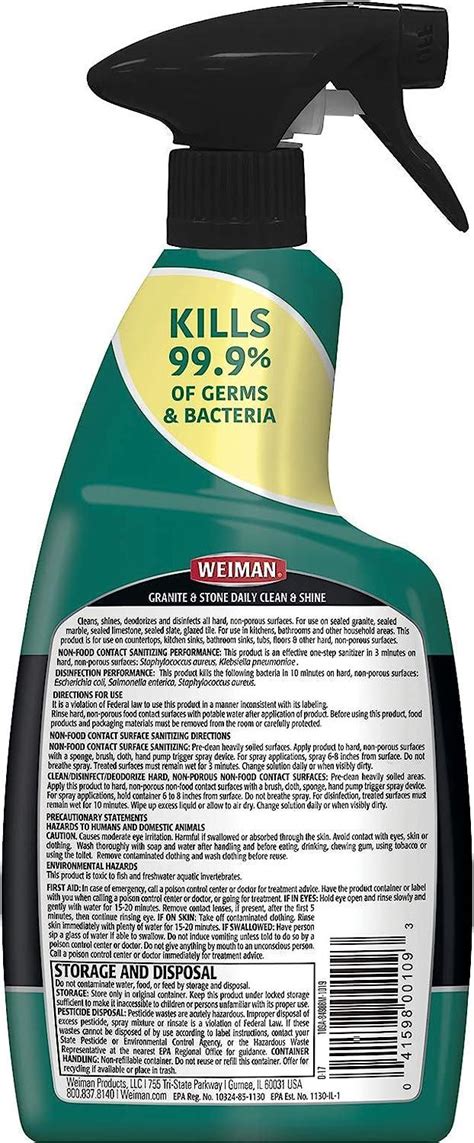 Weiman Granite Disinfectant Cleaner And Polish 24 Ounce 6 Pack Safely Clean Disinfect And