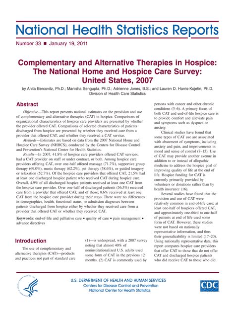 Complementary And Alternative Therapies In Hospice Form Fill Out And