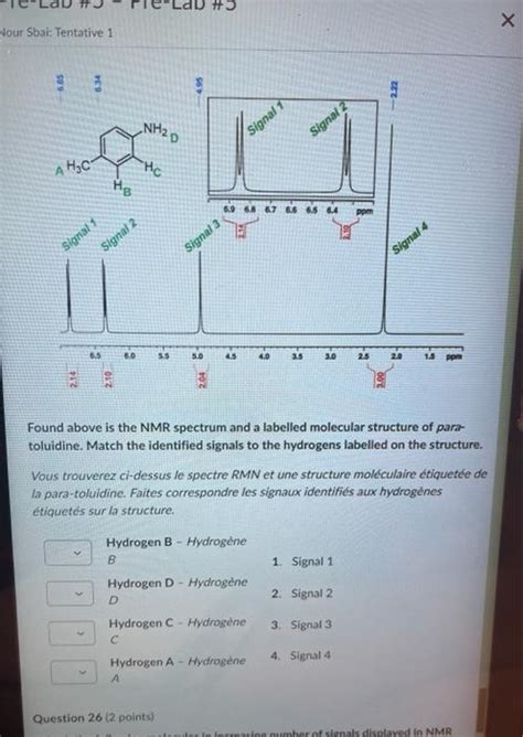Solved Found Above Is The Nmr Spectrum And A Labelled
