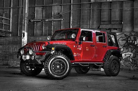 HD wallpaper: red Jeep Wrangler Rubicon SUV, hangar, car, land Vehicle ...