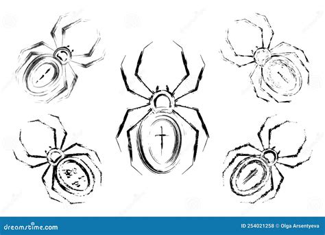 Spiders A Sketch By Hand Pencil Drawing Cartoon Vector