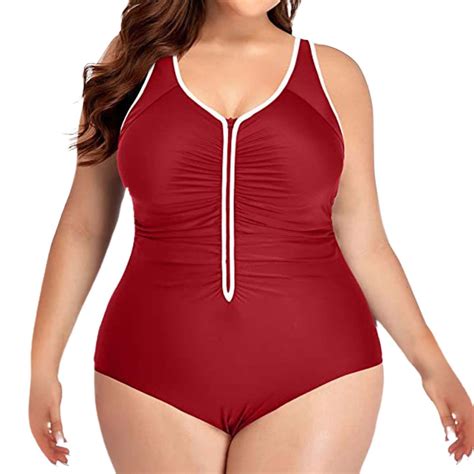 Ykohkofe Plus Size Swimsuit For Women Sexy One Piece Bikini With Zipper