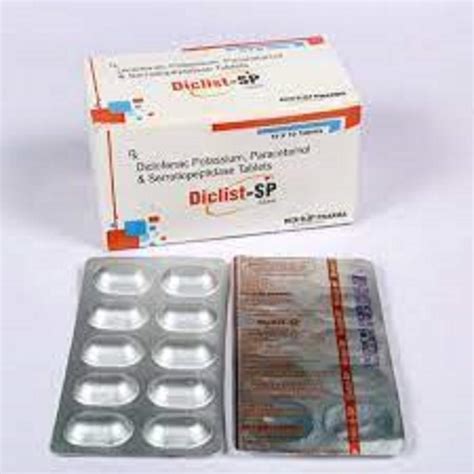 Diclist Sp Diclofenac Potassium Paracetamol And Serratiopeptidase Tablets Age Group Adult At