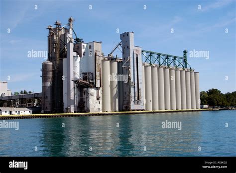 large grain elevator storage system stock photo alamy