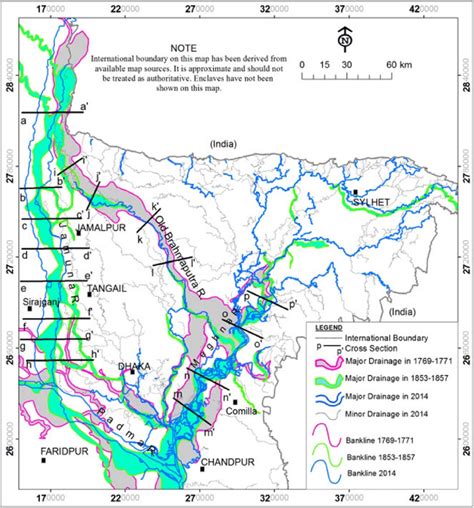 The Brahmaputa Jamuna Padma And Meghna Rivers In James Rennell S Map