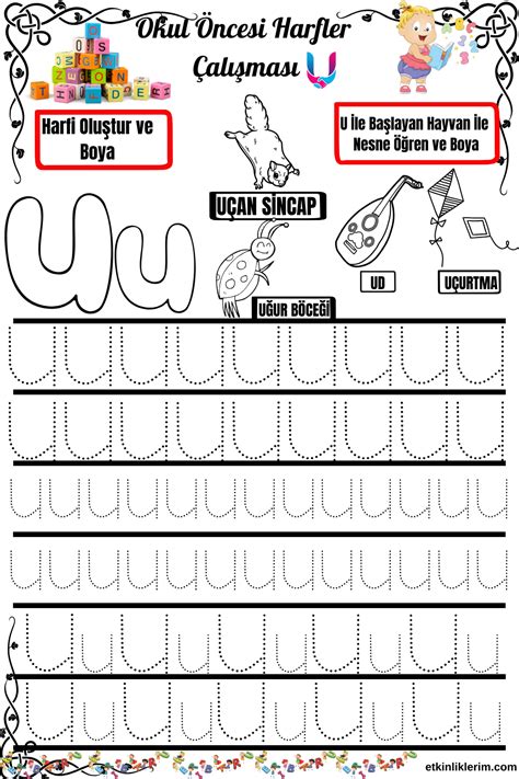 Okul Öncesi U Harfi Etkinlikleri Etkinliklerim