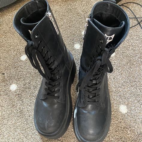 Naked Wolfe Women S Black Boots Depop