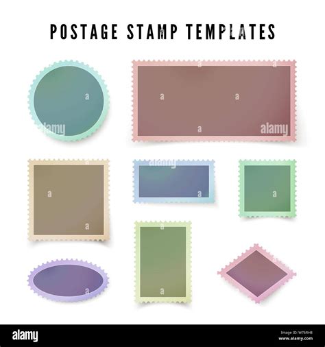 Retro Colorful Postal Stamp Template With Shadow Blank Postage Stamp