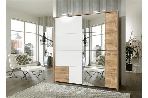 Armoire Blanche Et Ch Ne Avec Miroir Portes Coulissantes Cbc Meubles