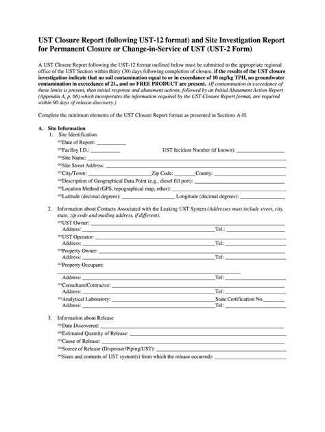 Fillable Online Co Guilford Nc Ust Closure Report Following Ust 12 Format And Site Co