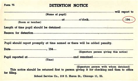 A 1940s Detention Slip A Packet Of These Detentions Slips Were Found