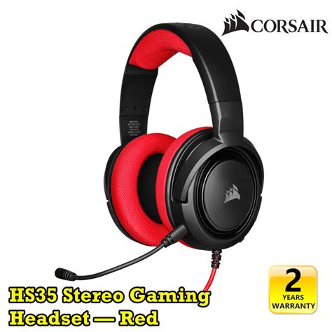 Corsair Hs35 Stereo Gaming Headset Red Ca 9011198 Na Shopee Malaysia