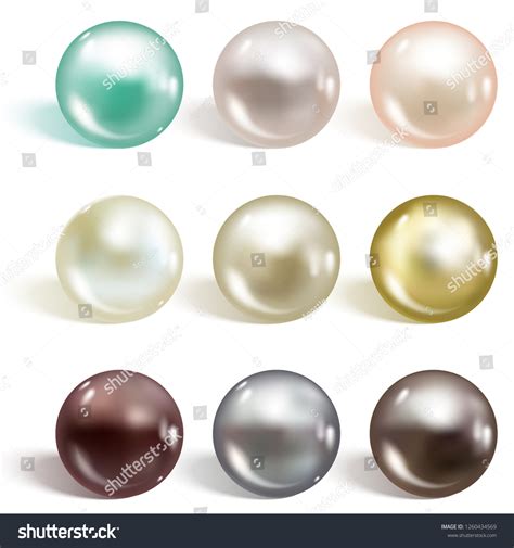 Realistic Different Colors Pearls Set Round Stock Vector Royalty Free 1260434569 Shutterstock