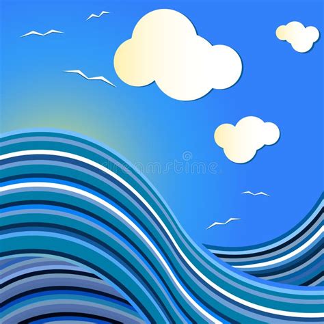 Dessin Bleu De Vague De Mer Illustration Stock Illustration Du