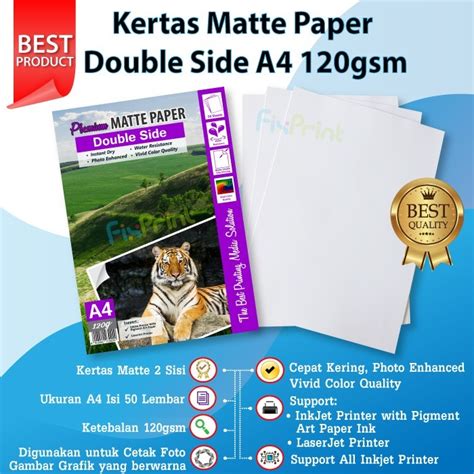 Jual Kertas Matte Paper Double Side A4 120gsm Kertas Printer A4 Isi