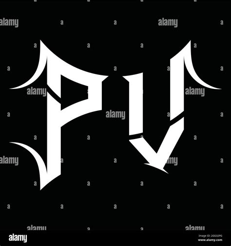 Pv Logo Monogram Letter With Shield And Slice Style Blackground Design