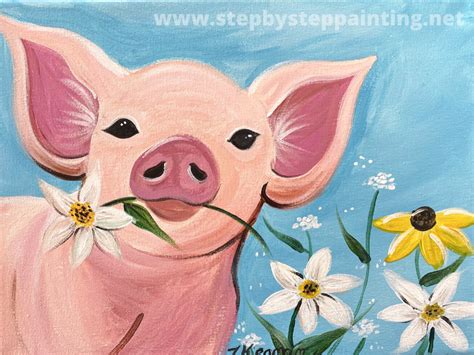 Pig Painting Step By Step Acrylic Tutorial For Beginners