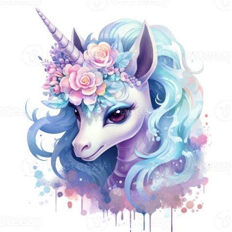 Cute Watercolor Unicorn Illustration 25428244 Png