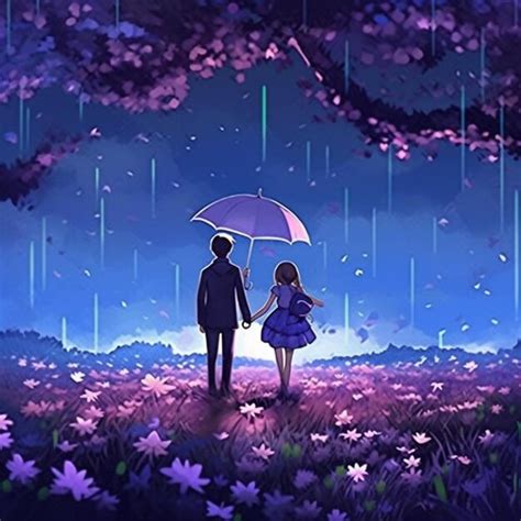 Anime Couple Under Umbrella