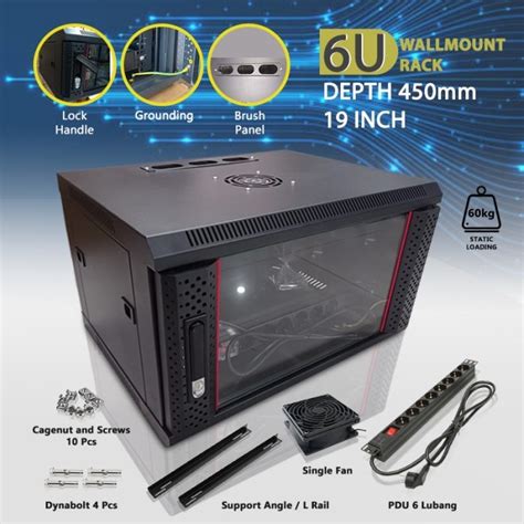 Jual Wallmount Rack U Single Door Rack Server U Depth Mm