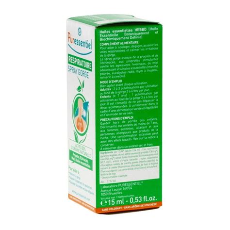 Puressentiel Respiratoire Spray Gorge Ml Pharmacie Saint Bruno