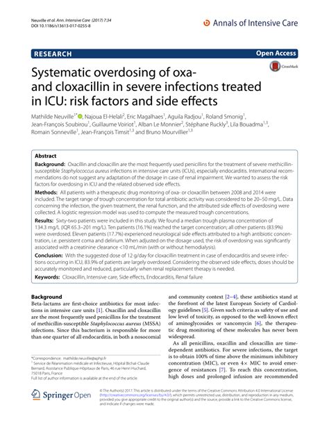 (PDF) Systematic overdosing of oxa- and cloxacillin in severe ...