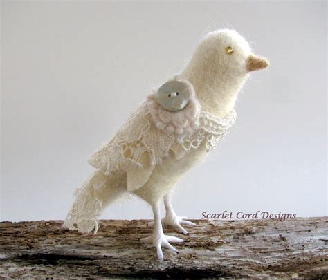 Needle Felted Bird Lacey White Dove Soft Sculpture Etsy Felt Birds